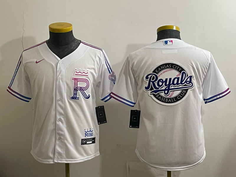 Youth Kansas City Royals blank white Nike MLB 2025 jersey 052003->youth mlb jersey->Youth Jersey
